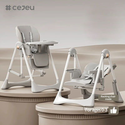 CJ-28,2 في 1+PP+Swing,Grey/White/Pink/Brown,four of color,Packing size 64*31*57cm,موثوقة وآمنة كرسيه طفلي مرتفع