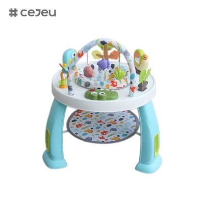 طاولة أنشطة للأطفال متعددة الوظائف 3 في 1 CJ-XTD-901، مشاية أطفال ومجموعة مكعبات بناء شيقة مع إطار بلاستيكي