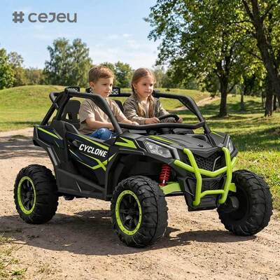 CJ-NEL-998 كبير مقعدين إعصار 24 فولت محرك قوي أطفال سيارة كهربائية أبوين التحكم عن بعد الموسيقى بطارية تشغيل ركوب على UTV