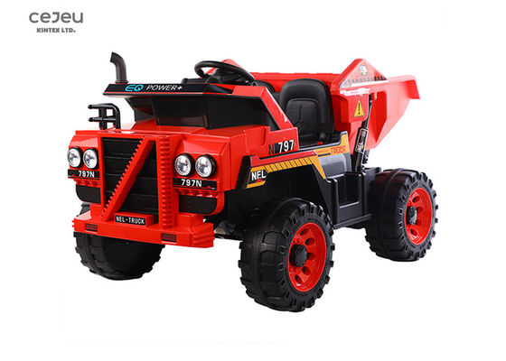 تحكم التطبيق 12v شاحنة قمامة لعبة ركوب على ASTM F963 2 مقعد هندسة حمراء