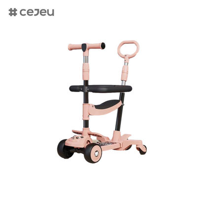 CJ-E300-10، مع وسادة مقعد، وأضواء، وموسيقى، ومقبض دفع، ويمكن تعديله من 68-85 سم، مما يسمح للطفل بضبط الارتفاع في أي وقت