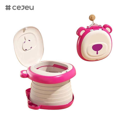 6921 مرحاض قابل للطي، على شكل دب، طي بمفتاح واحد/مرحاض محمول/تخزين سريع/سهل التنظيف/مع حقيبة برباط