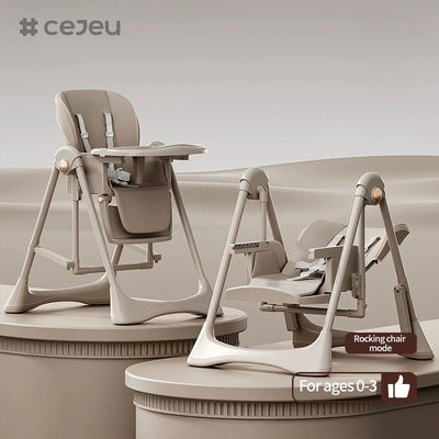 CJ-28,2 في 1+PP+Swing,Grey/White/Pink/Brown,four of color,Packing size 64*31*57cm,موثوقة وآمنة كرسيه طفلي مرتفع