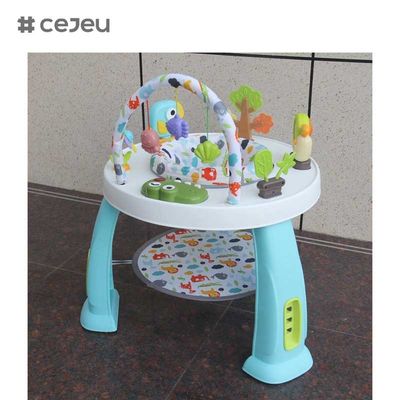 طاولة أنشطة للأطفال متعددة الوظائف 3 في 1 CJ-XTD-901، مشاية أطفال ومجموعة مكعبات بناء شيقة مع إطار بلاستيكي