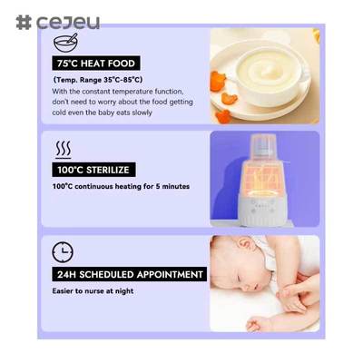 CJ-FHC-BN- 231002 8- الوظيفة الذكية الكهربائية الرقمية المحمولة حرارة حليب الثدي حليب الطفل الصيغة المساعد مسحوق الزجاجة معقمة للرعاية حديثي الولادة