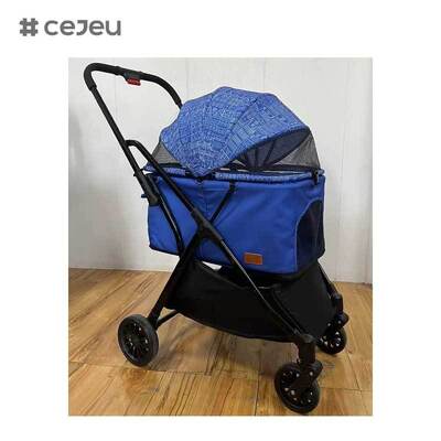 CJ-CS-105-2 الجملة قابلة للطي خفيفة الوزن 4 عجلات عربة الحيوانات الأليفة قابل للتعديل مقاوم للماء صديقة للبيئة طلاء مضاد للجراثيم ل